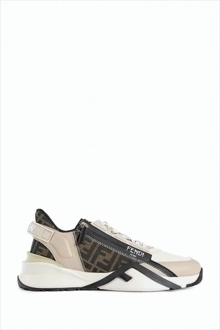 Fendi Sleek Neutrals Sneakers With Signature Monogram Design