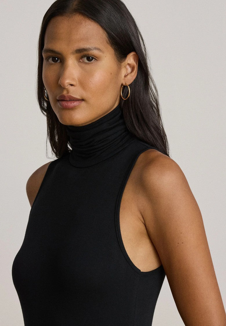 Lauren Ralph Lauren Sleeveless High-Turtleneck Flared Maxi Dress