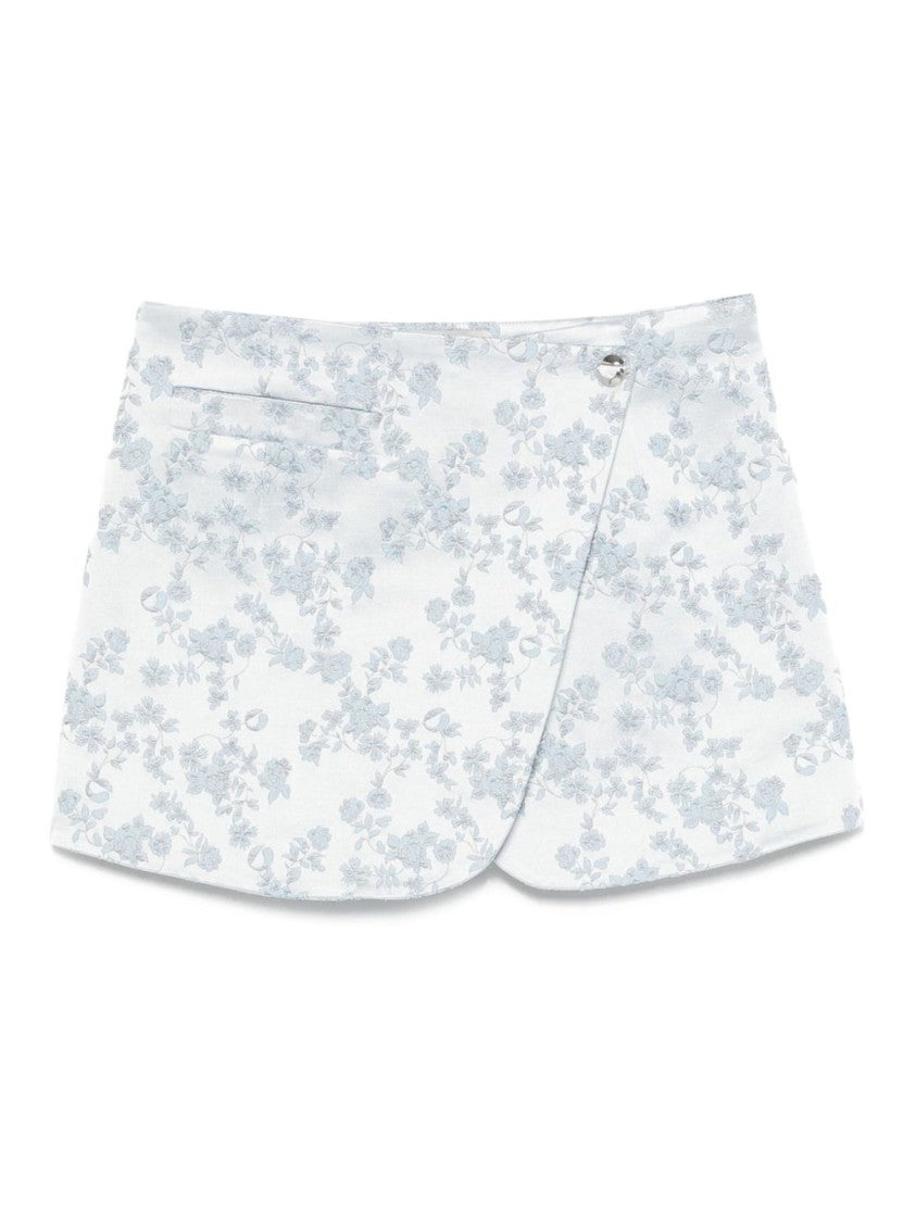 Coperni Light Blue Floral Jacquard Wrap Skirt