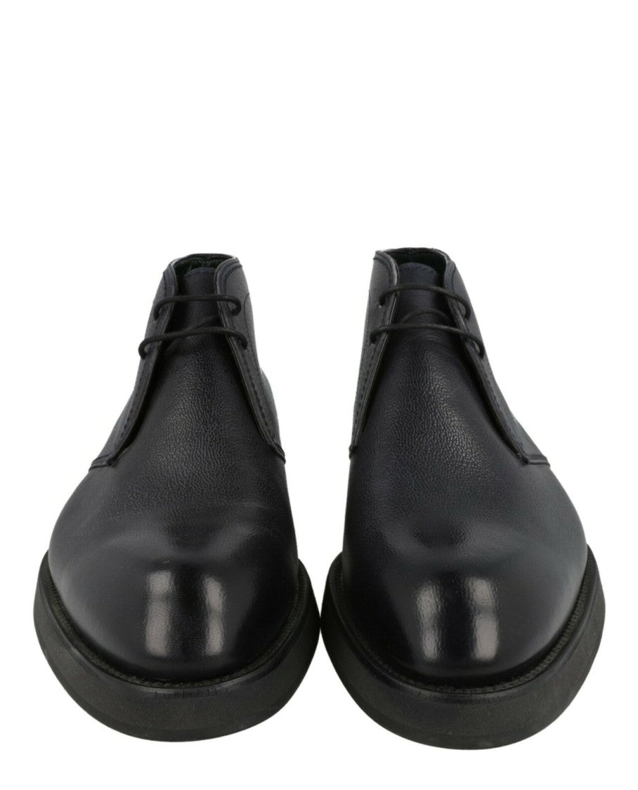 Brioni Ankle-Length Desert Leather Boots With Pebbled Finish