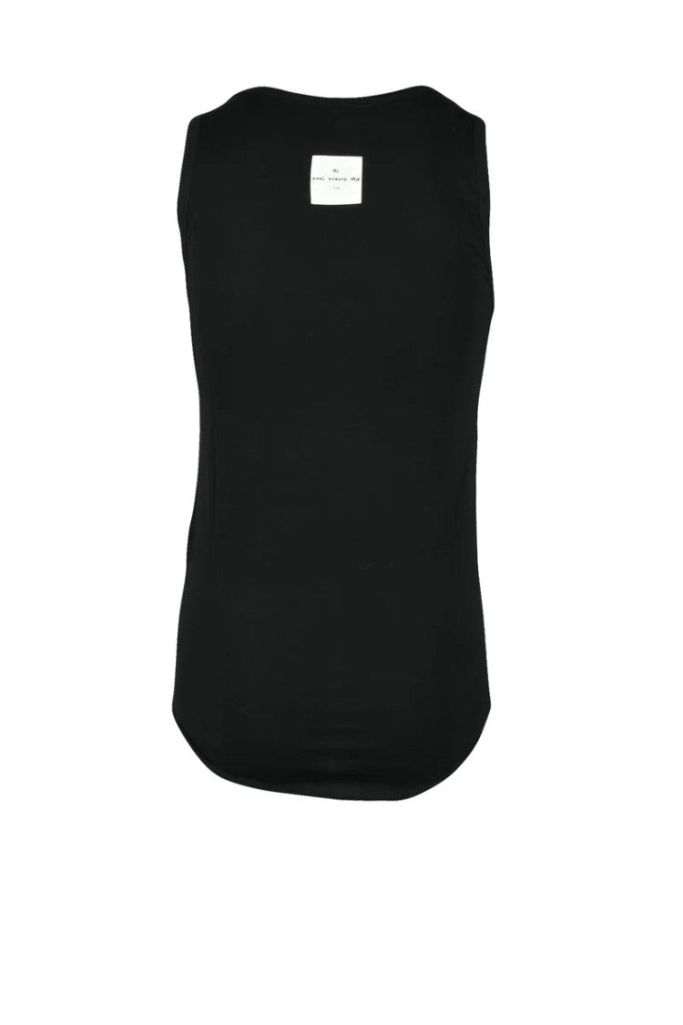 Isabel Benenato Black Cotton Tank Top
