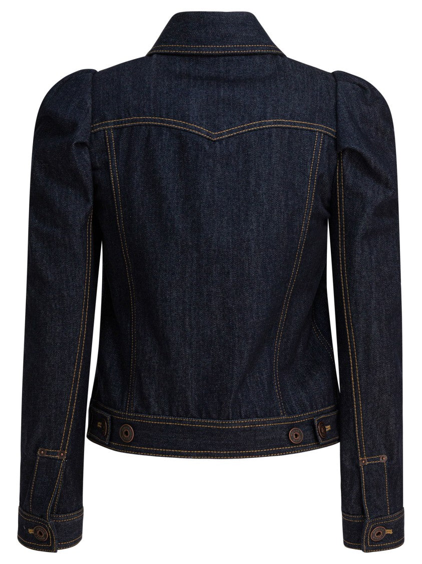 Alexander Mcqueen Denim Jacket With Pointed Shoulders