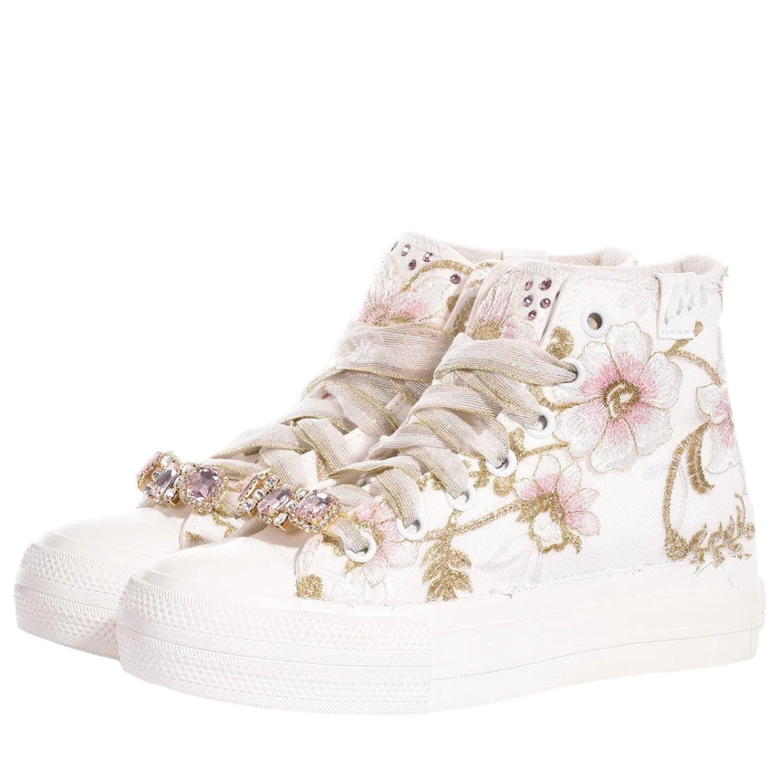 Mimanera Embroidered Platform Sneakers With Regal Embellishments