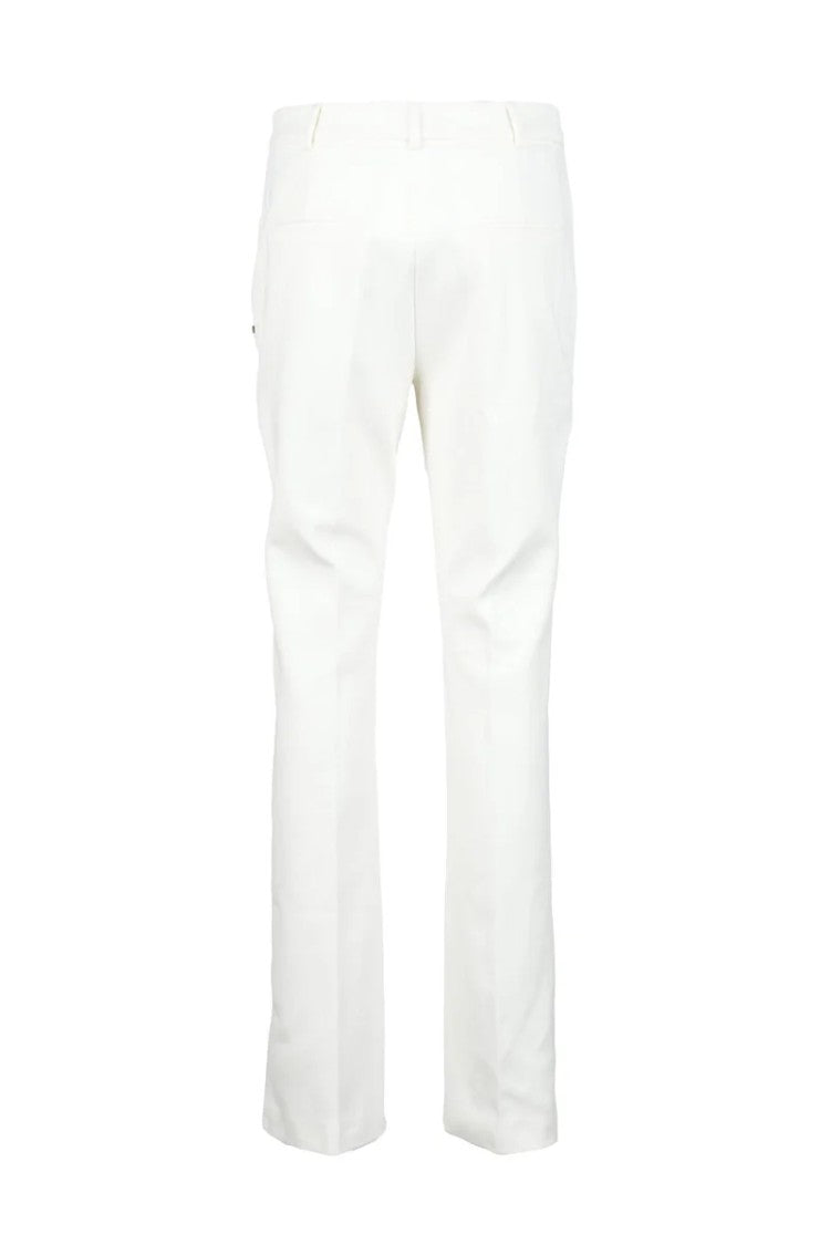 Sportmax Tailored White Trousers With Mid-Rise Waist