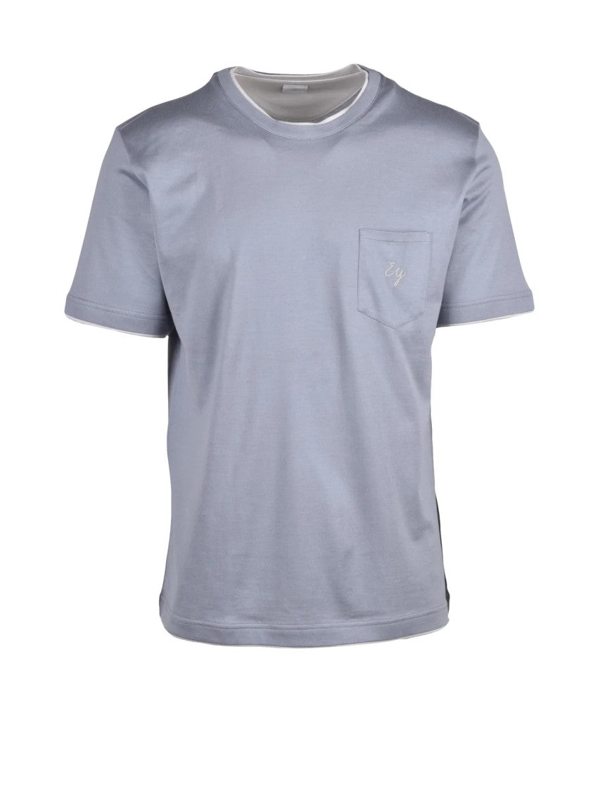 Eleventy Grey Classic Round Neckline Cotton T-Shirt