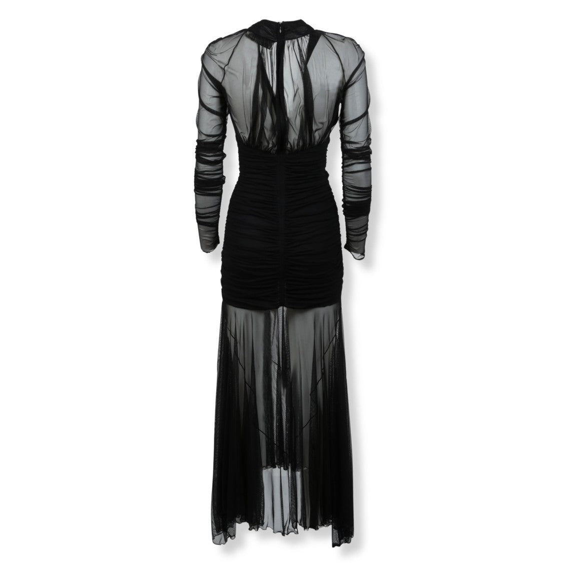 Blumarine Fitted Evening Dress With Semi-Transparent Draped Inserts