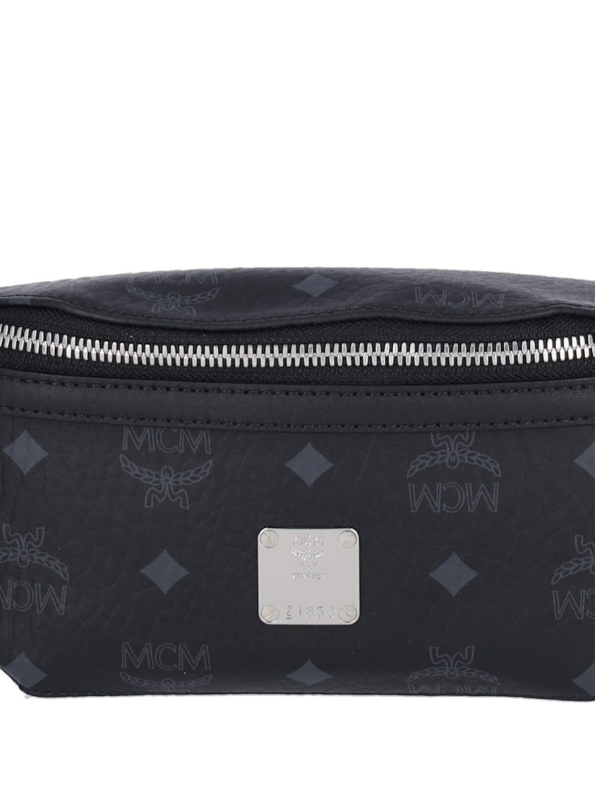 Mcm Black Fursten Small Visetos Canvas Belt Bag