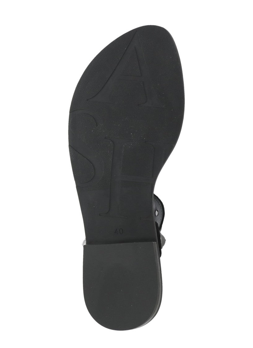 Ash Black Phanny Studded Suede Sandals