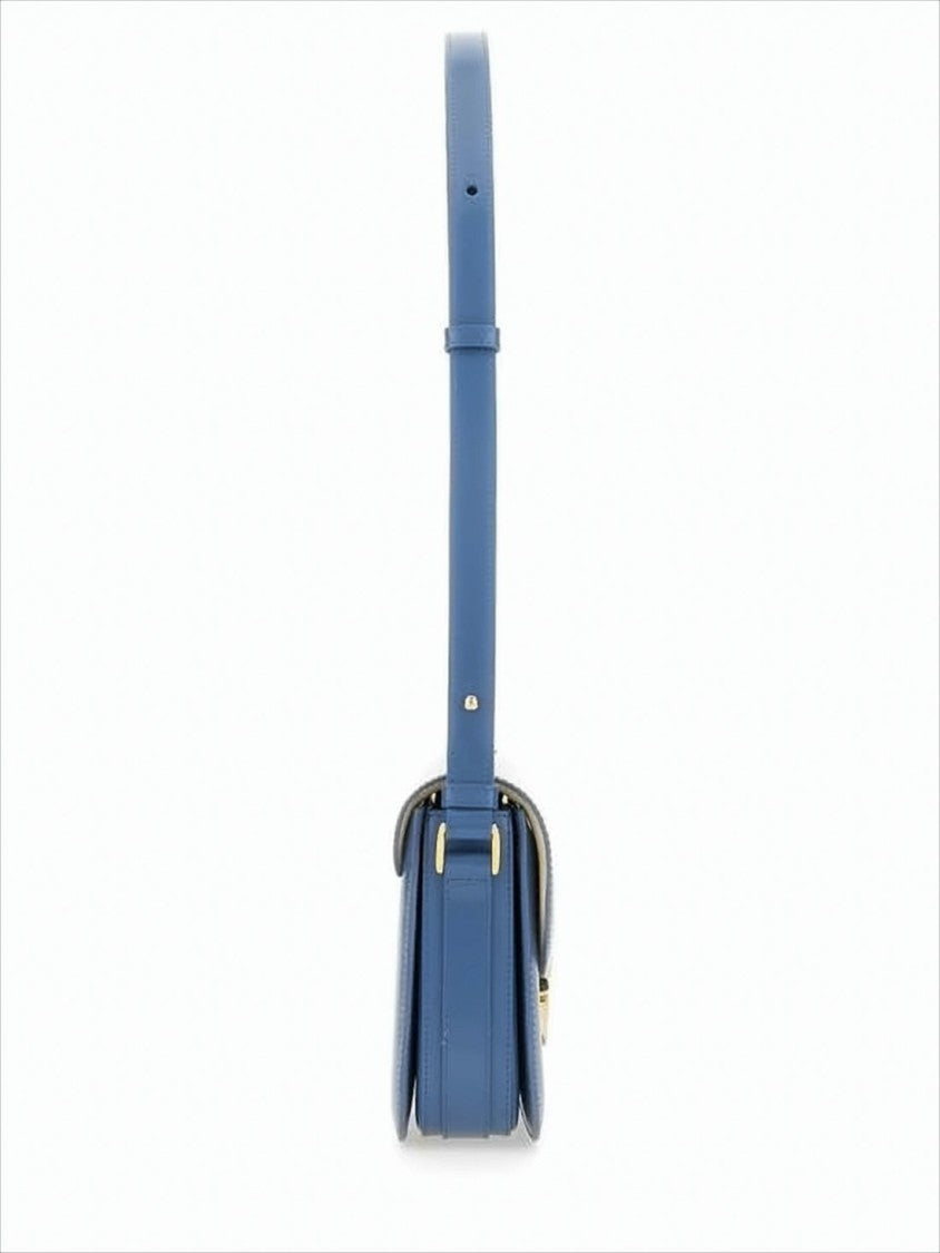 A.P.C. Structured Blue Cowhide Leather Shoulder Bag