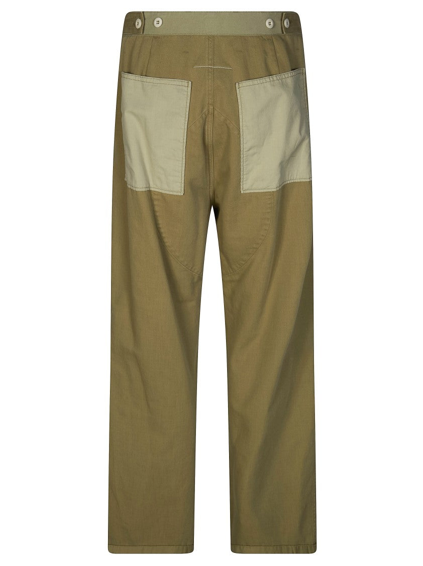 Mm6 By Maison Margiela Olive Green Contrast Beige Pocket Pants