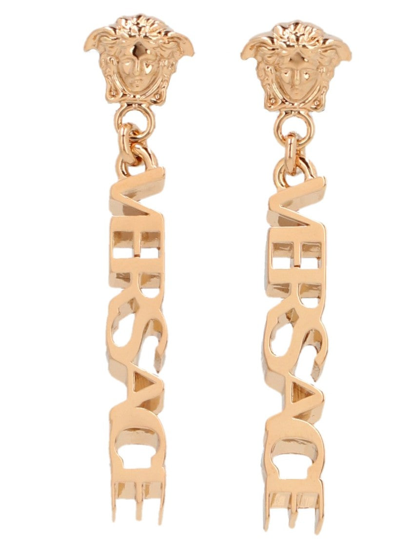 Versace Elongated Gold-Tone Medusa Emblem Earrings