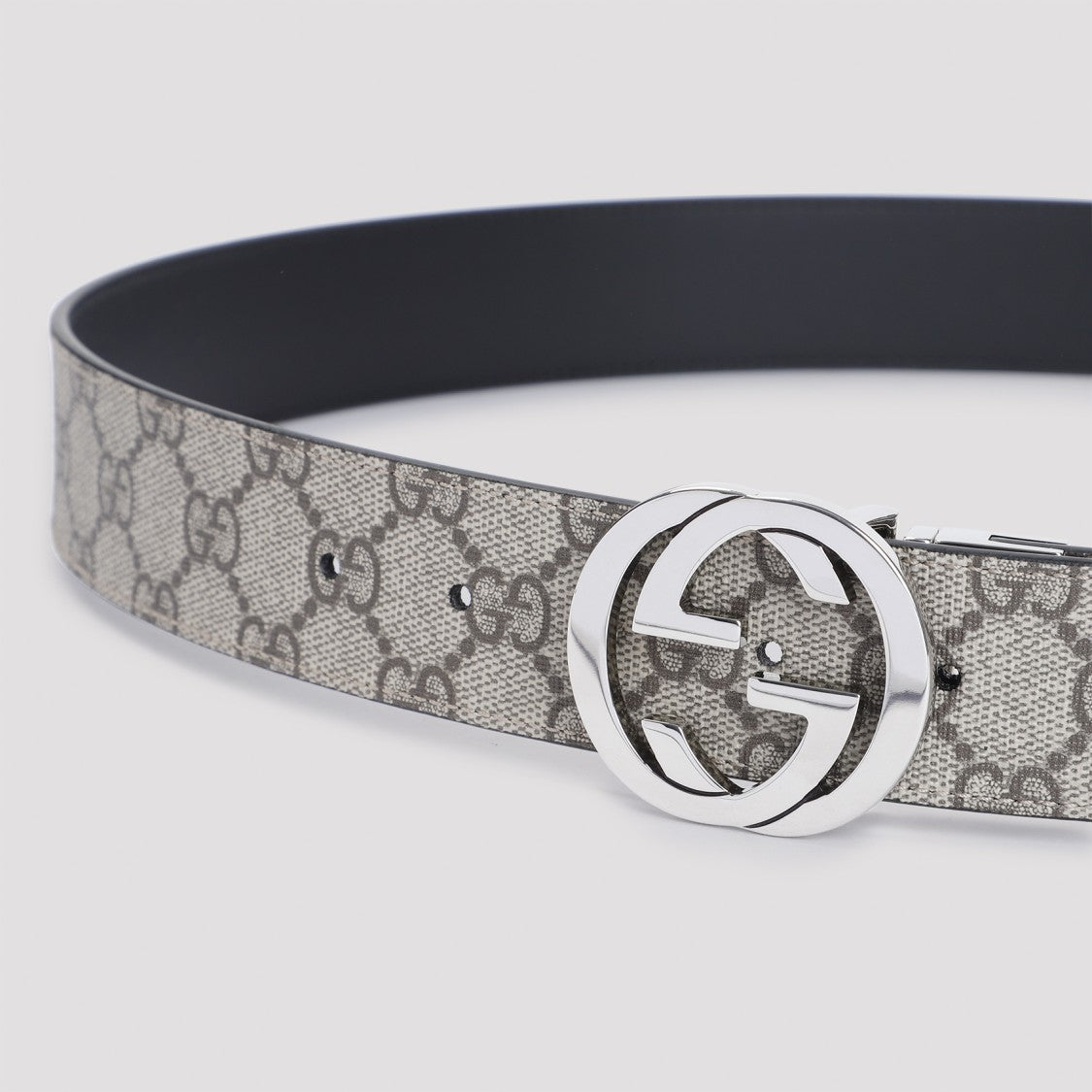 Gucci Beige And Black Reversible Belt With Gg