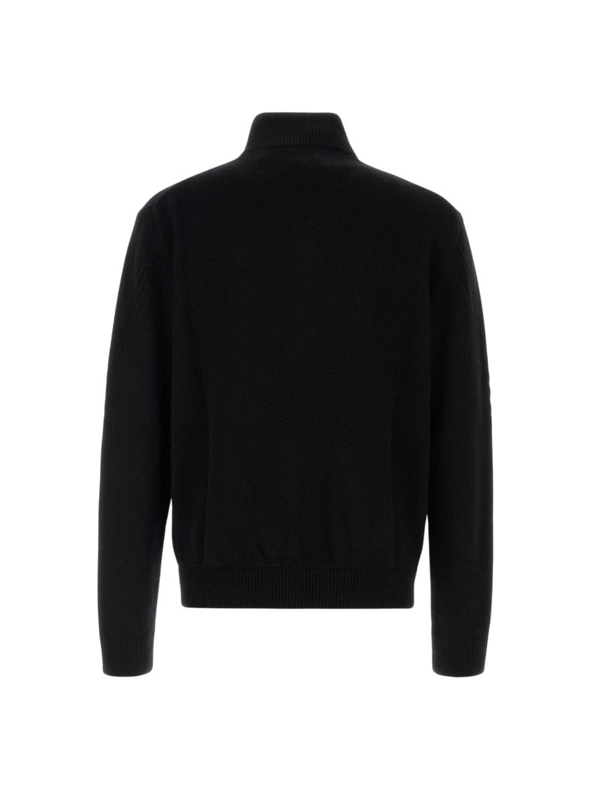 Givenchy Black Zipped Cardigan High-Collar Wool-Blend Cardigan