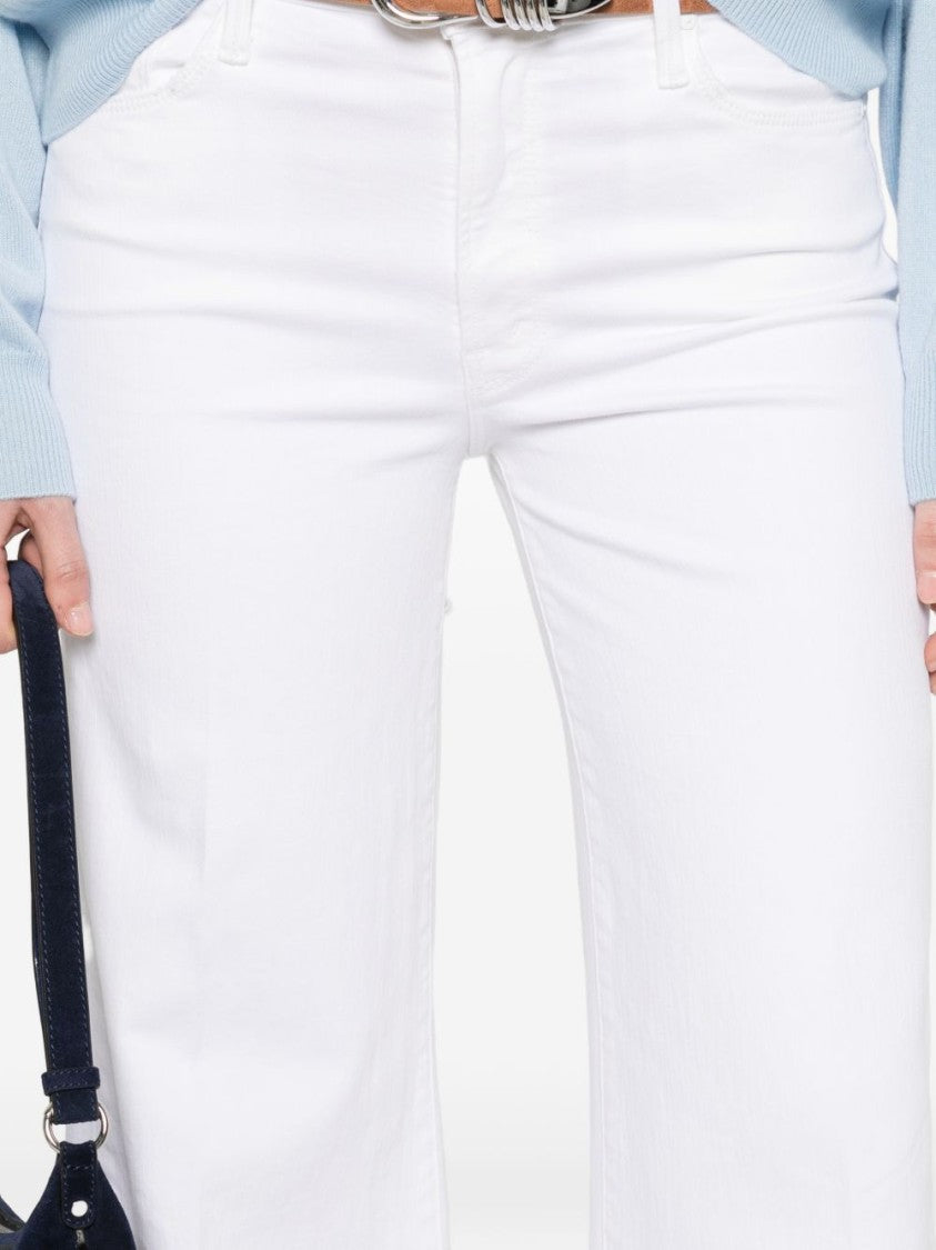 Mother High-Waisted Wide-Leg White Jeans With Classic Five-Pocket Design