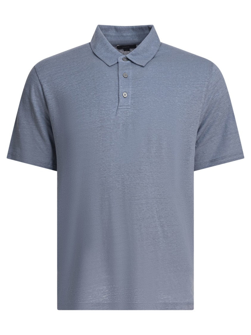 Vince Light Blue Linen Polo Shirt