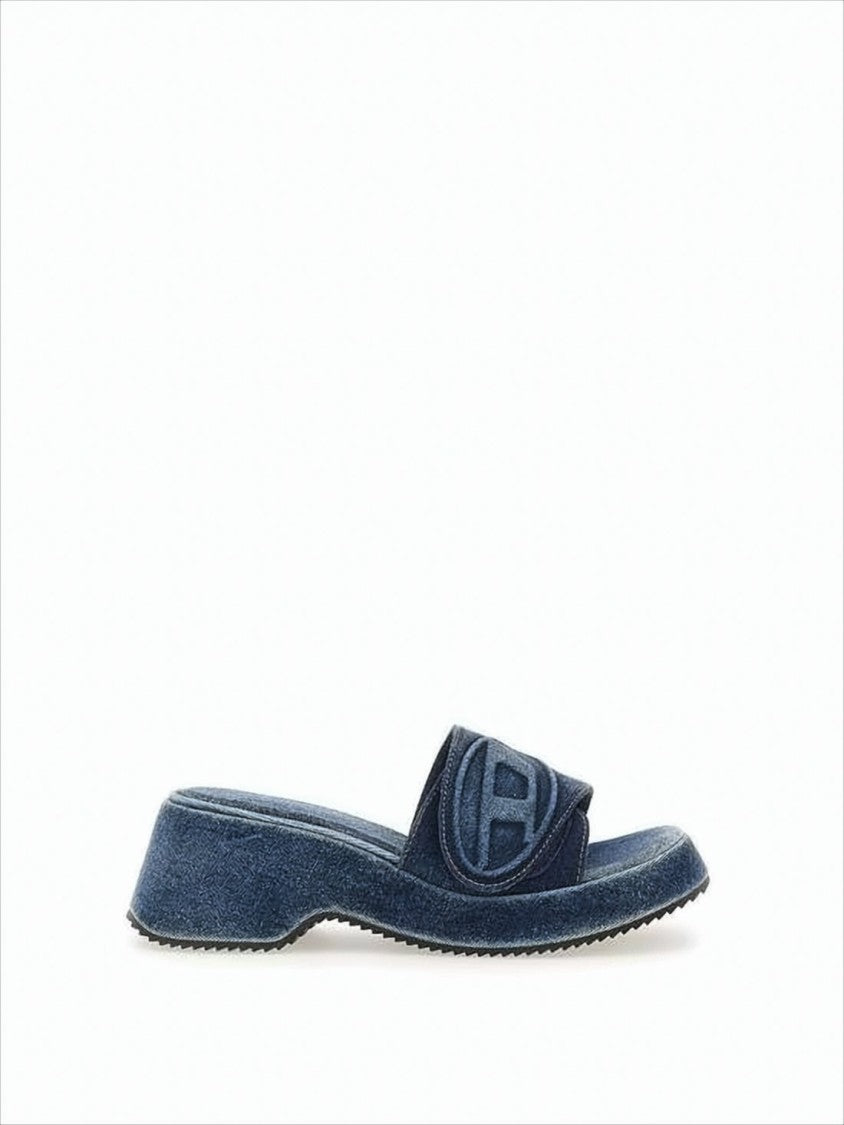 Diesel Denim-Inspired Cotton Sandals With Logo Detail