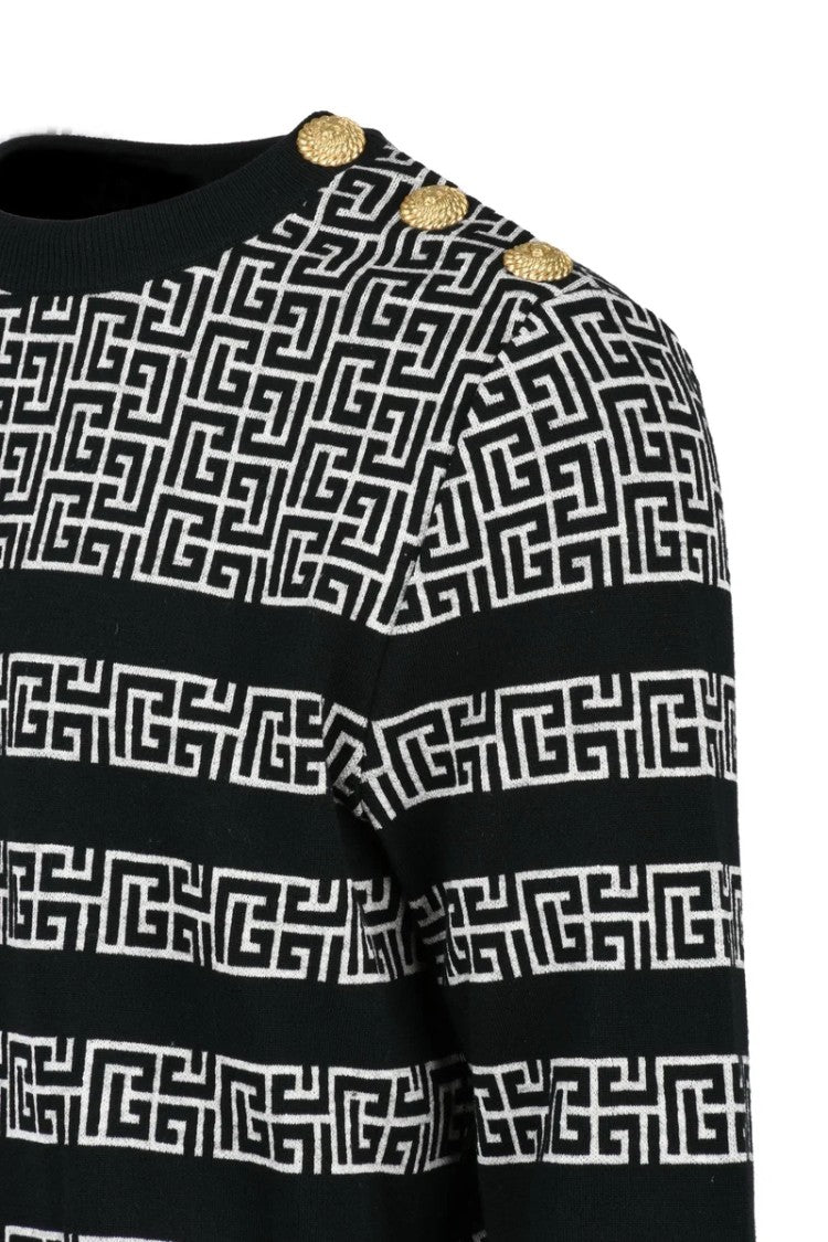 Balmain Crew Neck Sweater - Black/Grey