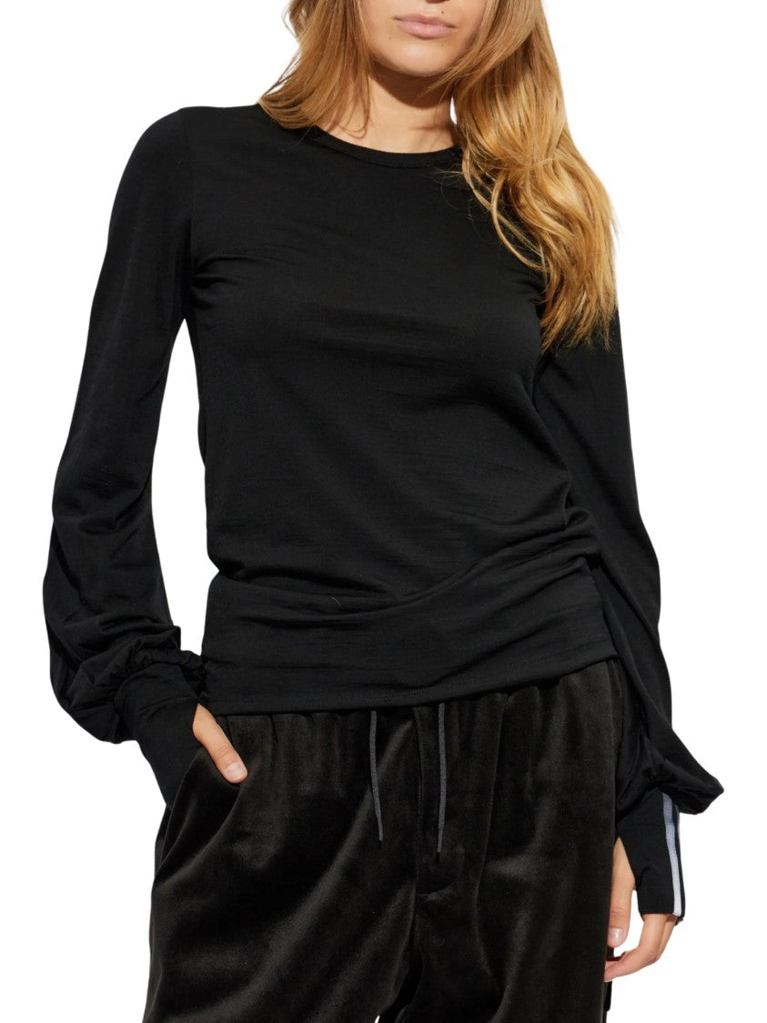 Y-3 Cnch Drape Striped Voluminous Sleeve Black Sweater