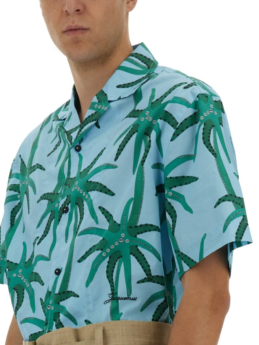 Jacquemus Short-Sleeved Shirt With Tropical Palm Tree Print