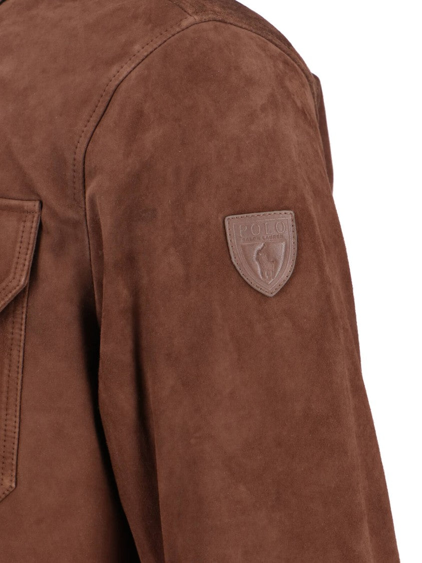 Polo Ralph Lauren Structured Brown Jacket With Front Zipper Closure