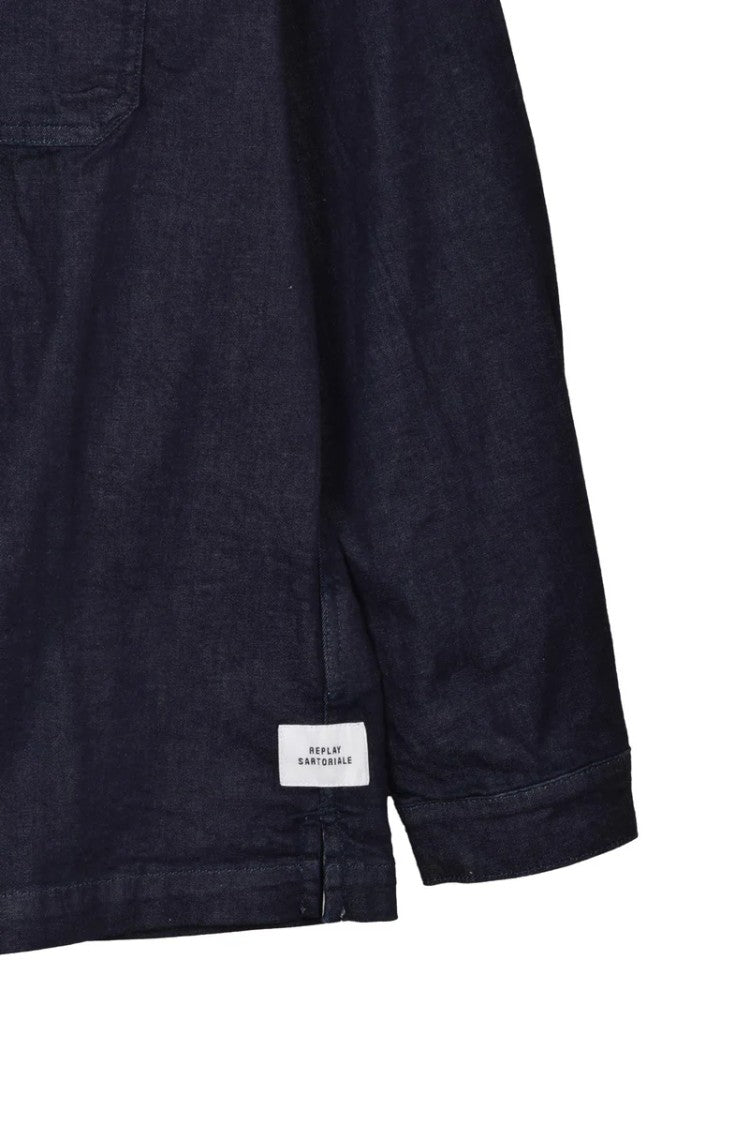 Replay Dark Blue Stretch Cotton Shirt