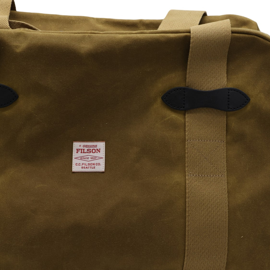 Filson Rectangular Duffle Bag In Muted Olive With Leather Accents