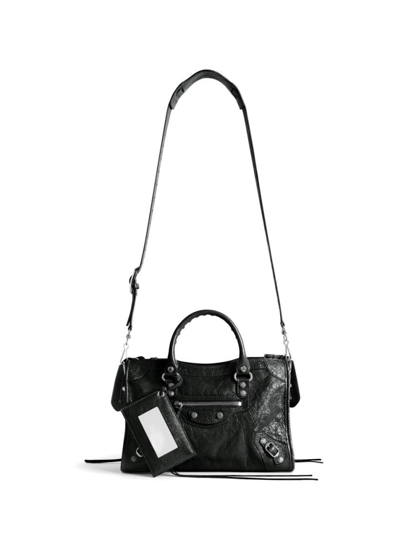 Balenciaga Braided Handle Textured Lambskin Handbag