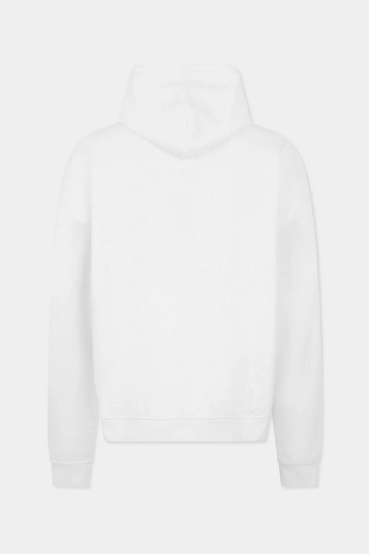 Dsquared2 White Maple Leaf Logo Printed Cotton Hoodie