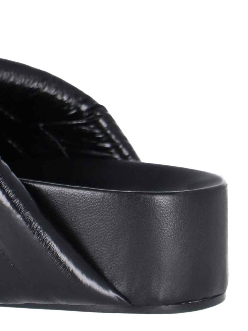 Jil Sander Crisscross Black Leather Sandals