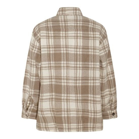 Ami Paris Beige And Cream Plaid Long-Sleeve Shirt With Buttoned Cuffs