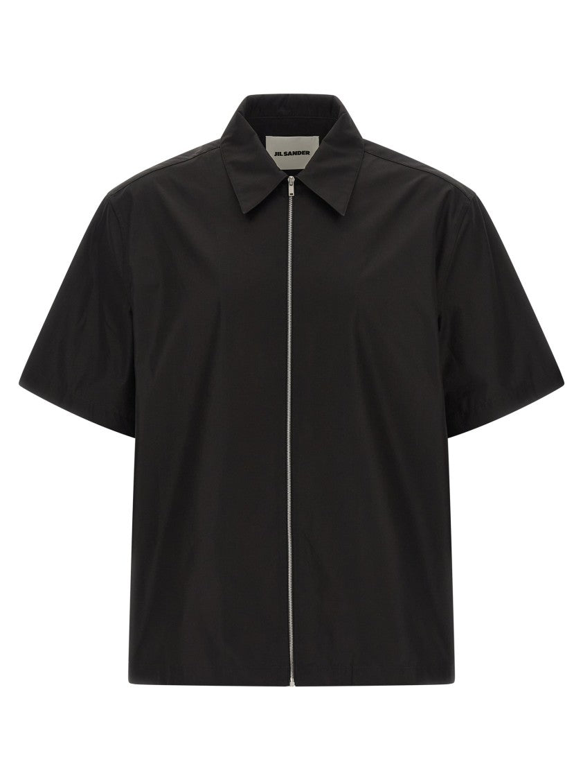 Jil Sander Black Short-Sleeved Shirt With Pointed Collar