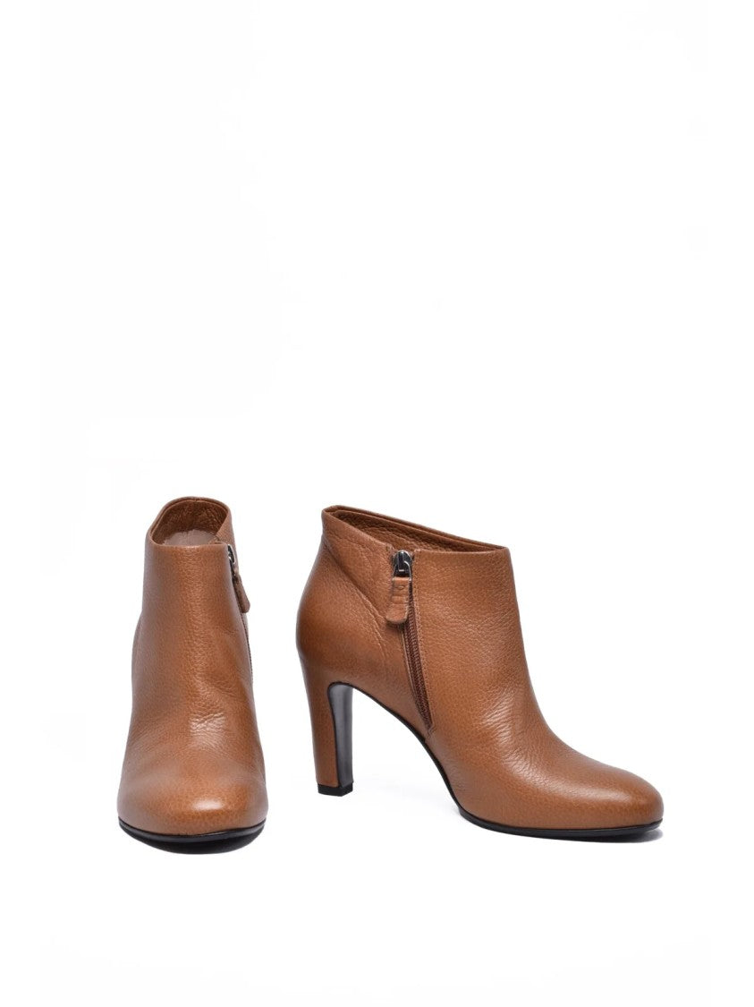 Del Carlo Brown Leather Rubber Women's Ankle Boot