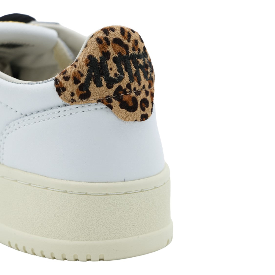 Autry Low-Top White Leather Sneakers With Leopard Print Accent