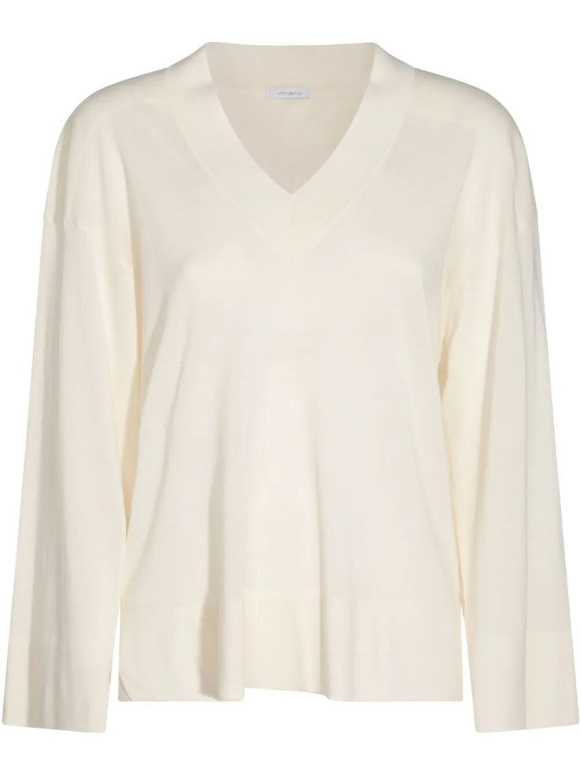 Malo Relaxed Fit Long Sleeve V-Neck Sweater