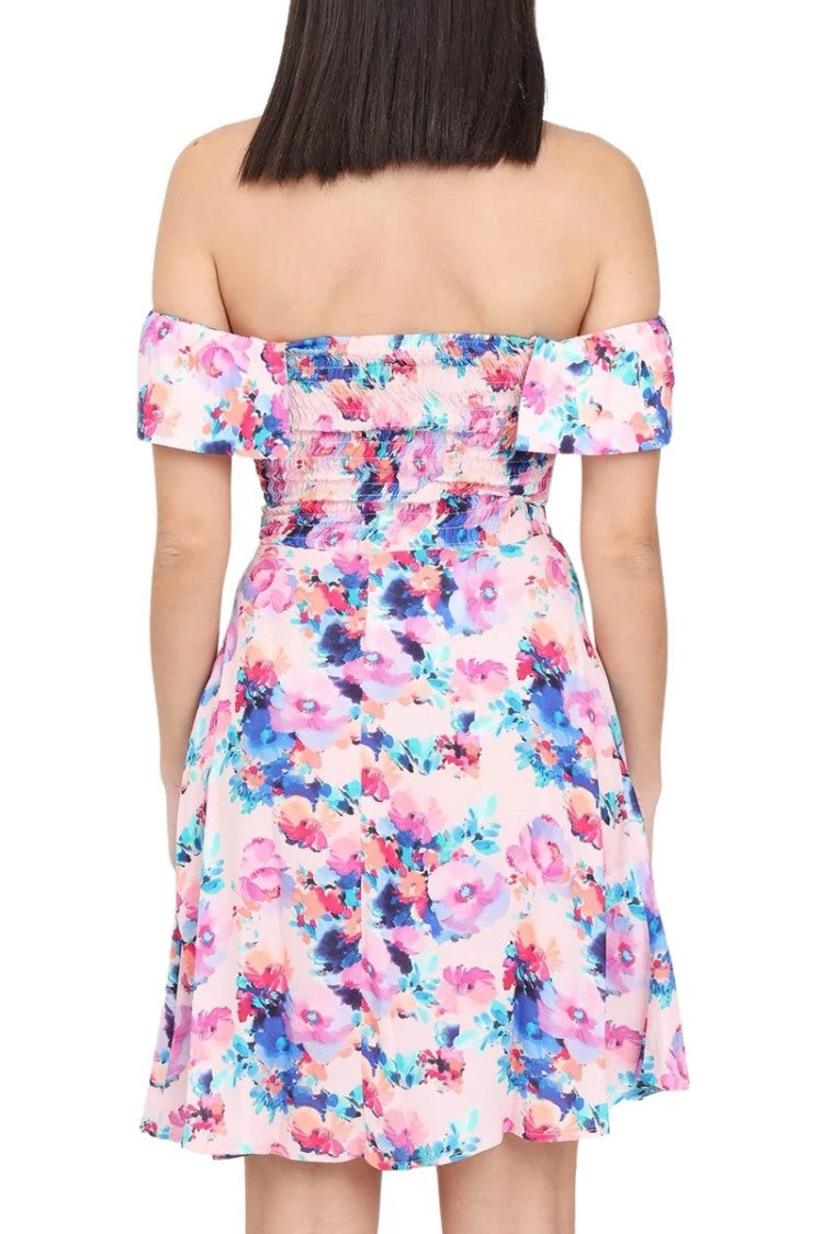 Mar De Margaritas Short Dress - Pink/Sky Blue