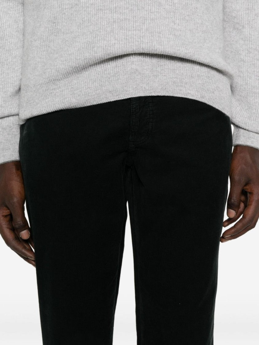 Brunello Cucinelli Straight-Leg Black Trousers With Subtle Stitching