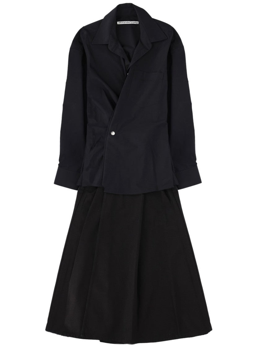 Alexander Wang Long Wrap Buttoned Waist Shirt Dress