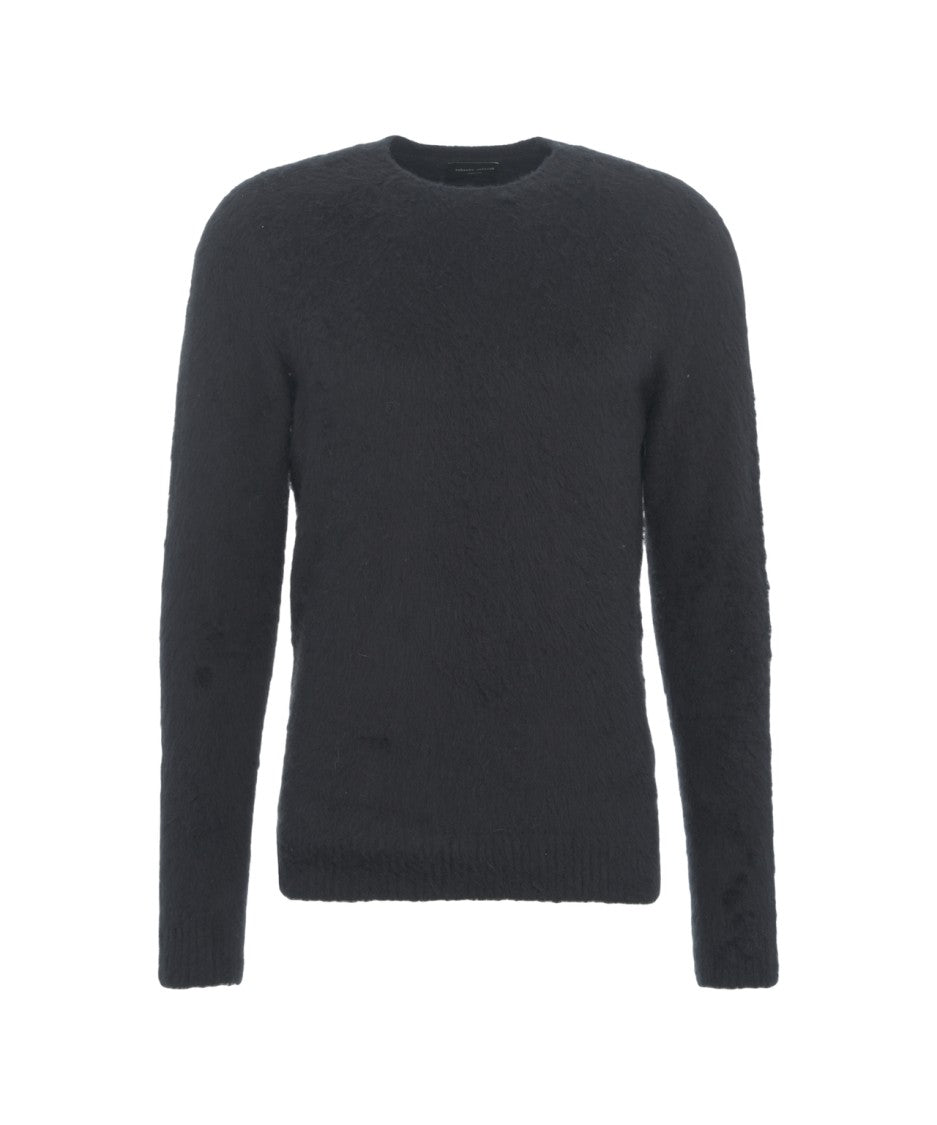 Roberto Collina Brushed Fabric Sweater With Classic Crew Neck