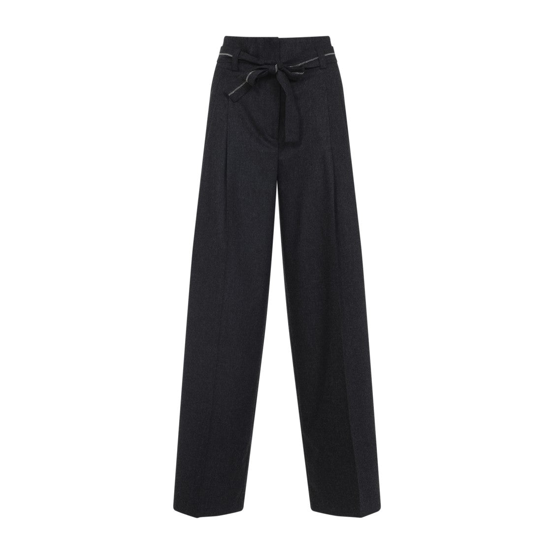 Peserico High-Waisted Wide-Leg Trousers With Self-Tie Belt