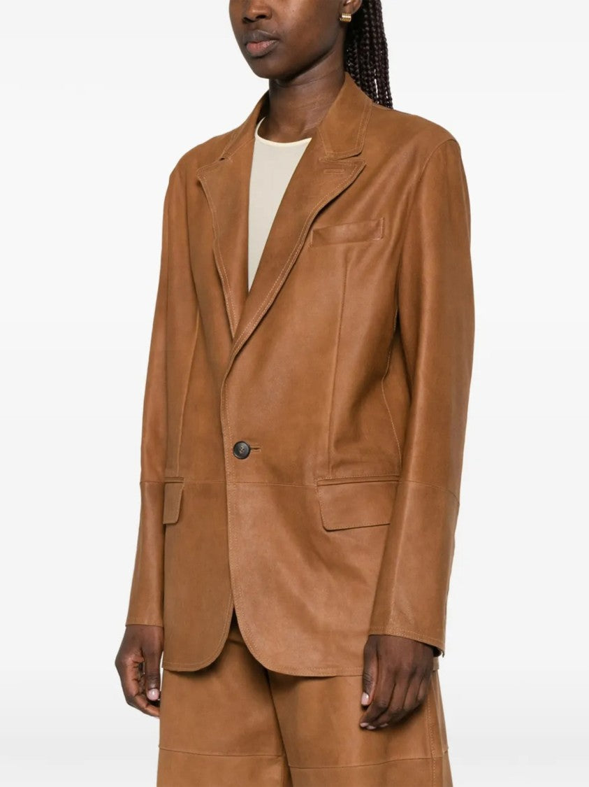 Tela Brown Golde Tailored Structured Polyester Jacket