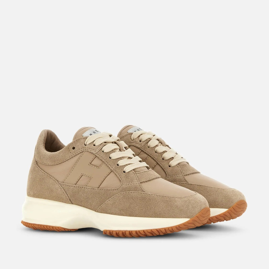Hogan Beige Interactive H713 Lace-Up Sneakers