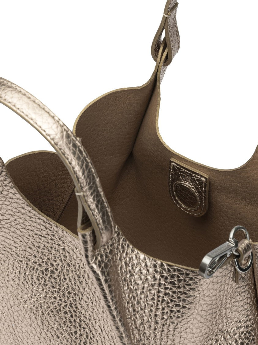 Gianni Chiarini Textured Metallic Leather Handbag With Detachable Strap