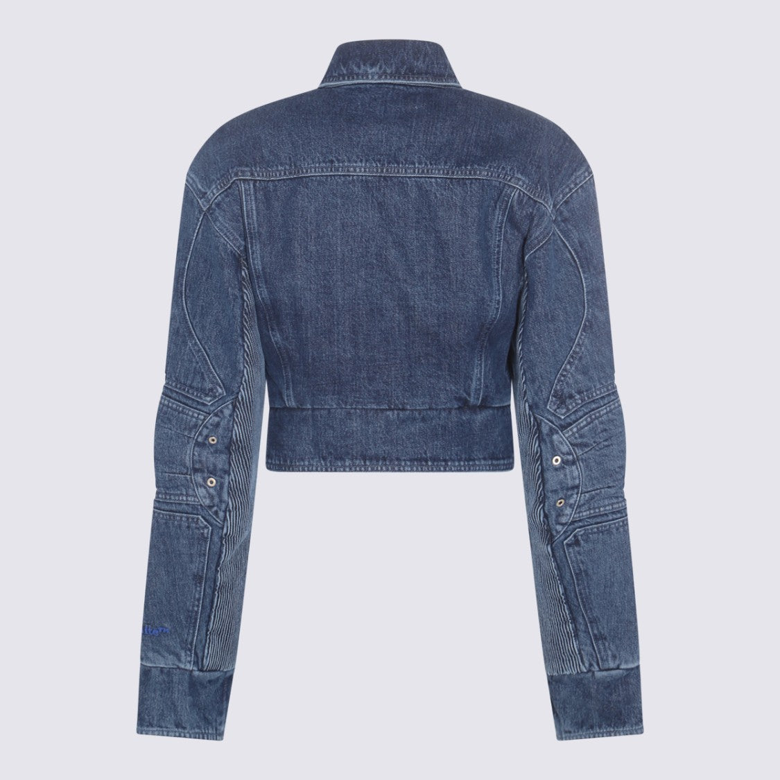 Off-White Cropped Denim Jacket With Structured Silhouette