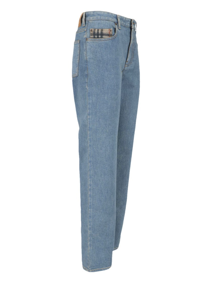 Burberry Bootcut Jeans In Blue Cotton Denim