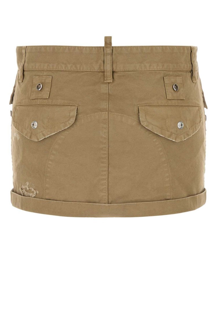 Dsquared2 Khaki Canvas Mini Skirt