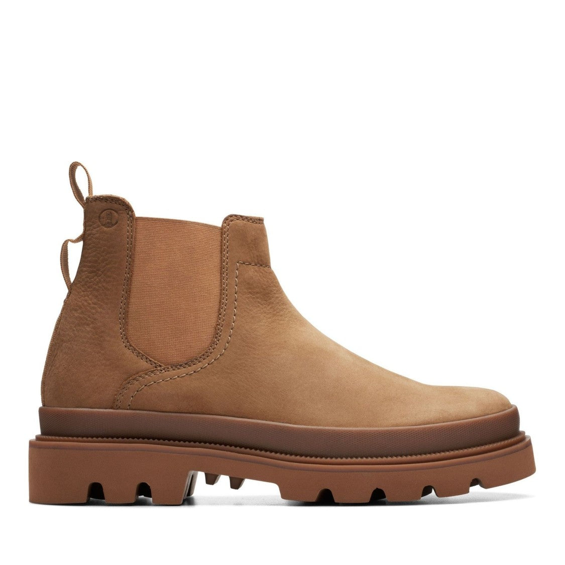 Clarks Badell Top Beige Elastic Side Nubuck Ankle Boots