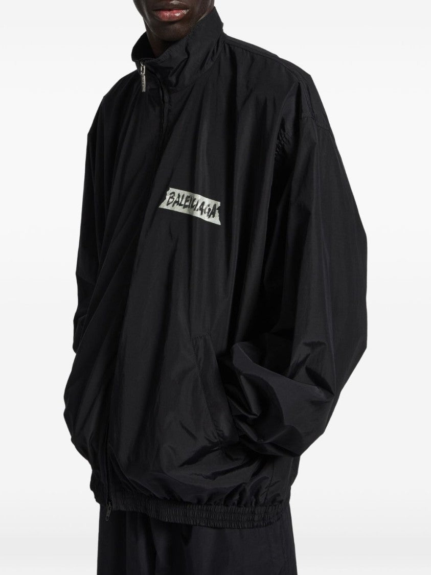 Balenciaga Oversized High Collar Jacket With Distinctive Logo