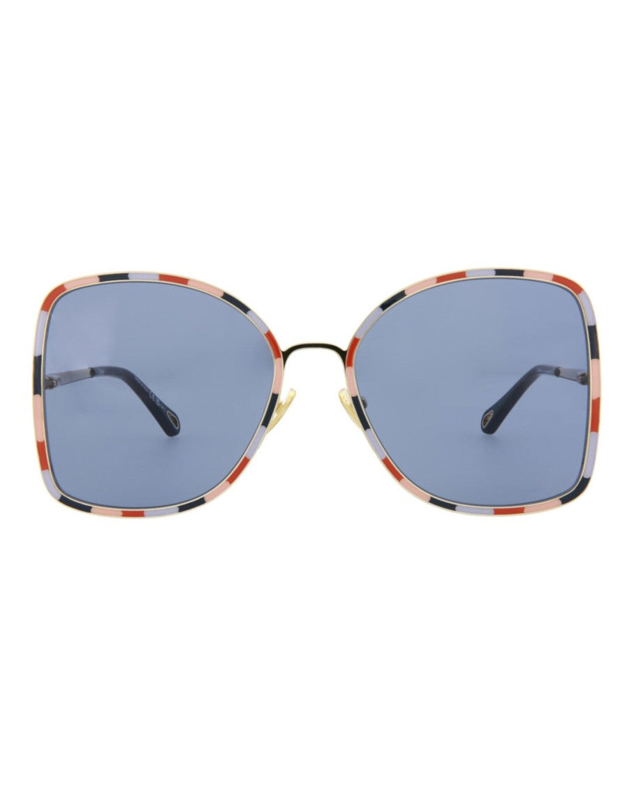 Chloé Square-Frame Metal Sunglasses