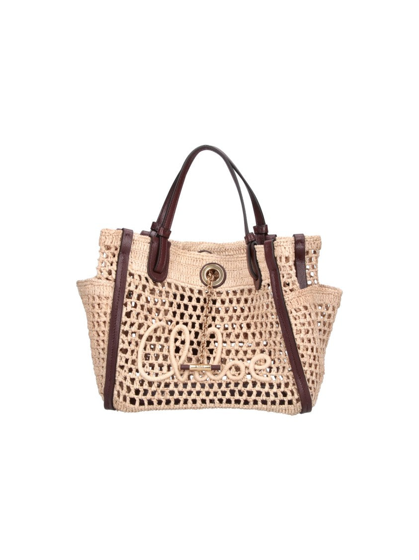 Chloé Open-Weave Crochet Handbag With Leather Accents