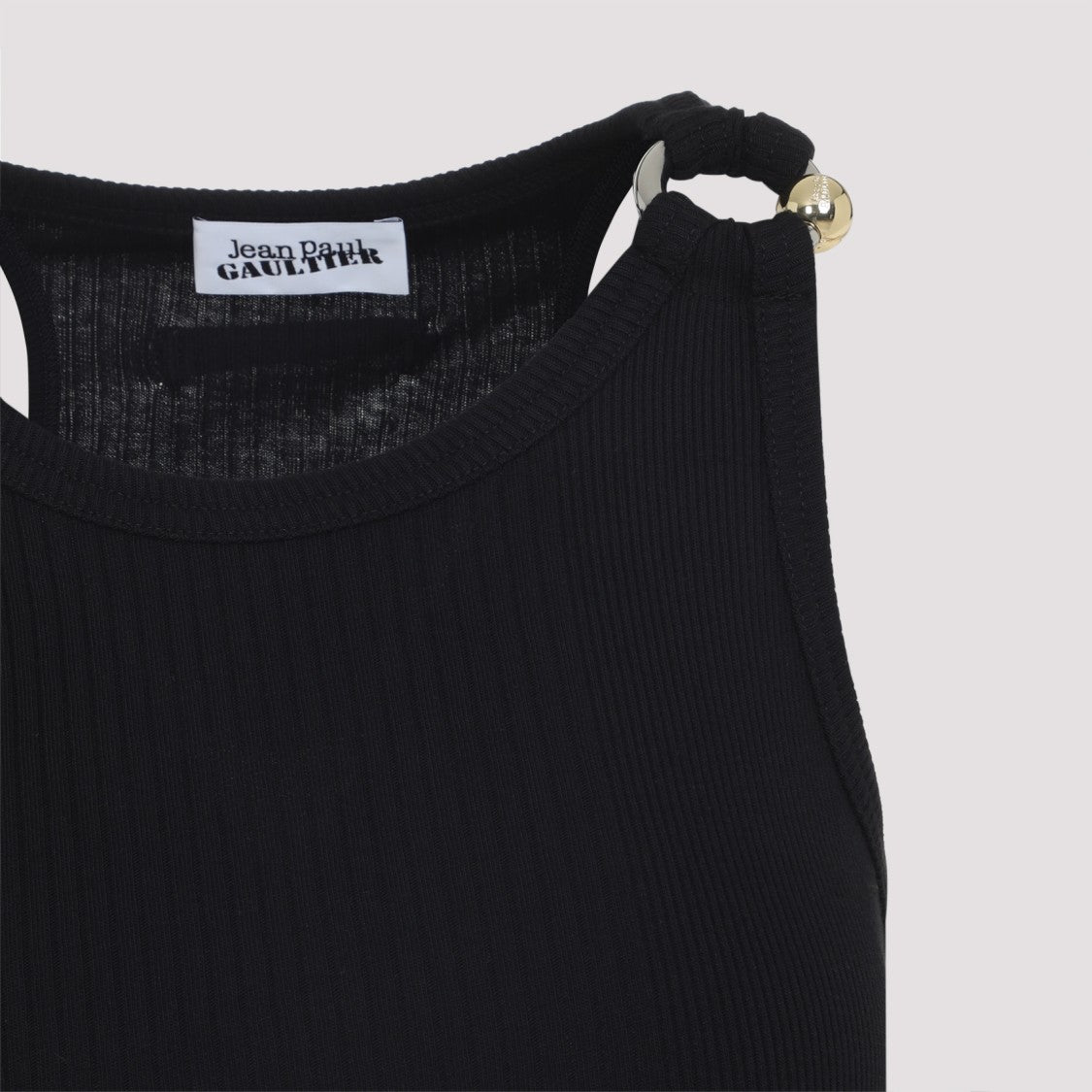 Jean Paul Gaultier Piercing Detail Black Cotton Top